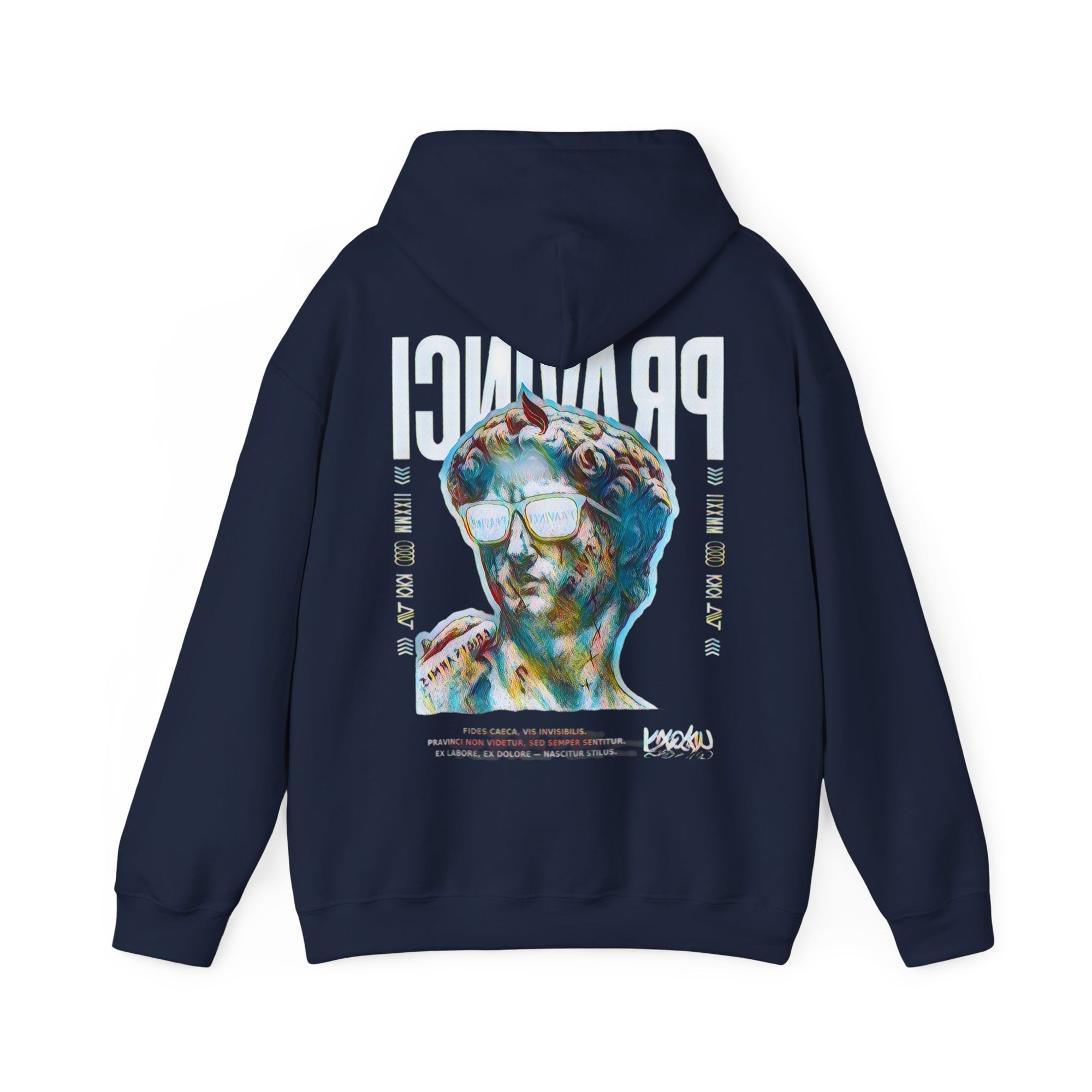 Pravinci Caecifides Iridescente – Navy Blue Hooded Sweatshirt