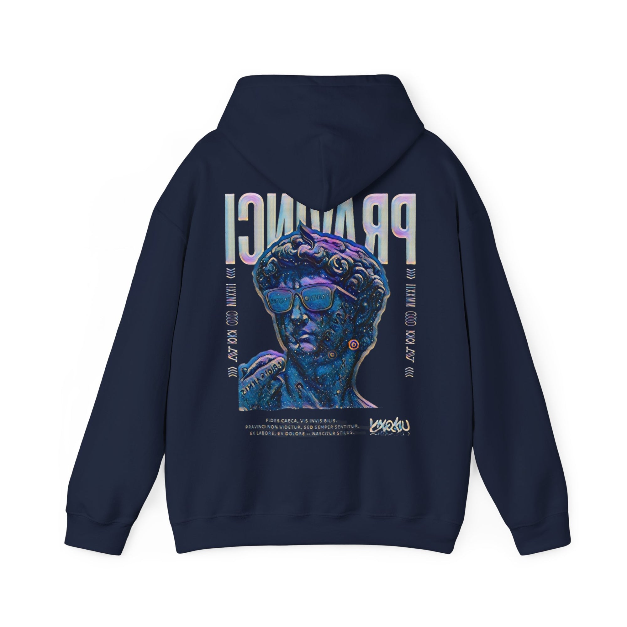 Pravinci Caecifides Iridescente – Navy Blue Hooded Sweatshirt