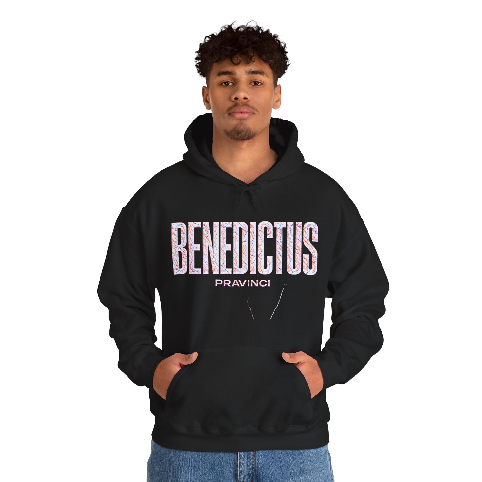 Pravinci Benedictus Labor Iridescente – Black Hooded Sweatshirt
