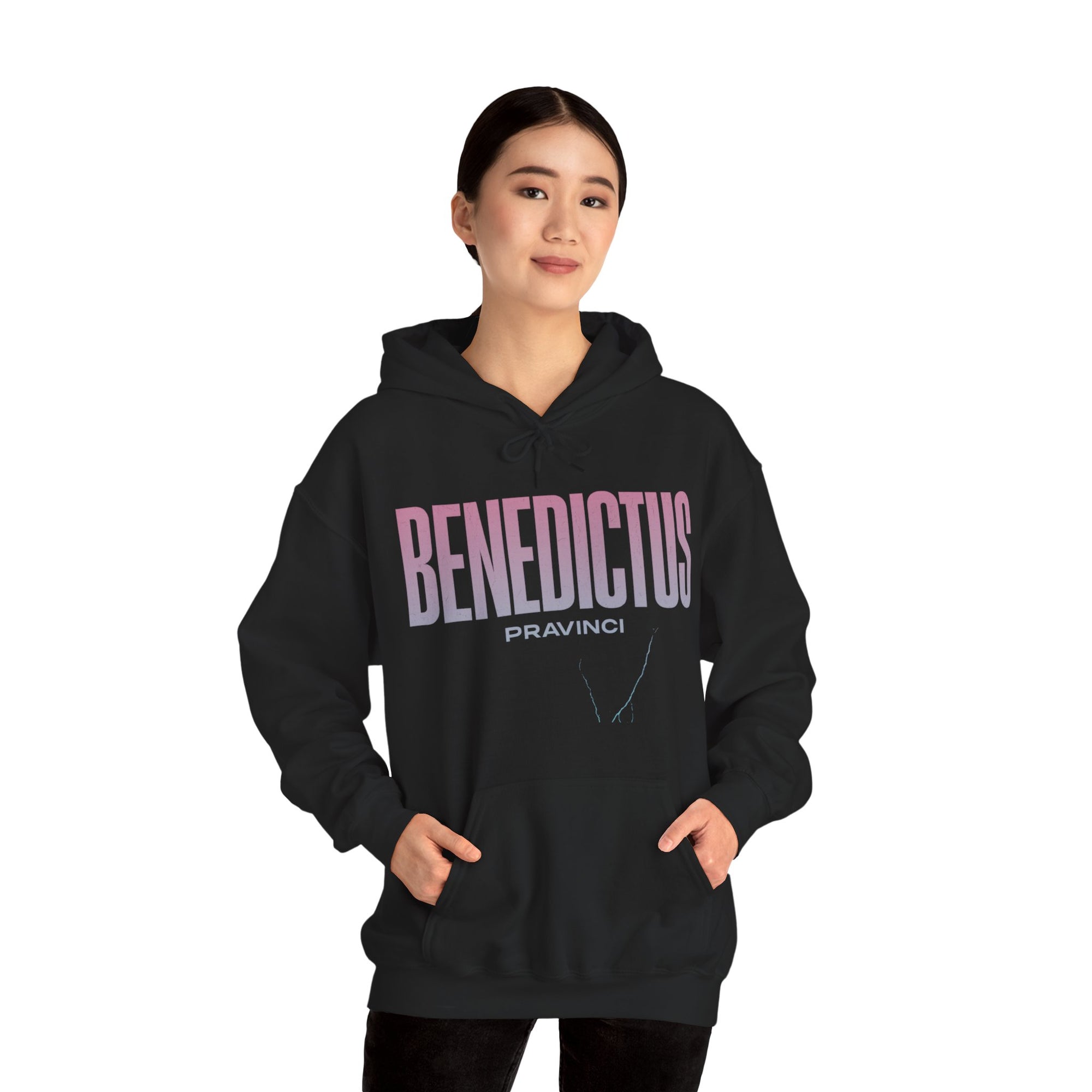Pravinci Benedictus Labor Iridescente – Black Hooded Sweatshirt