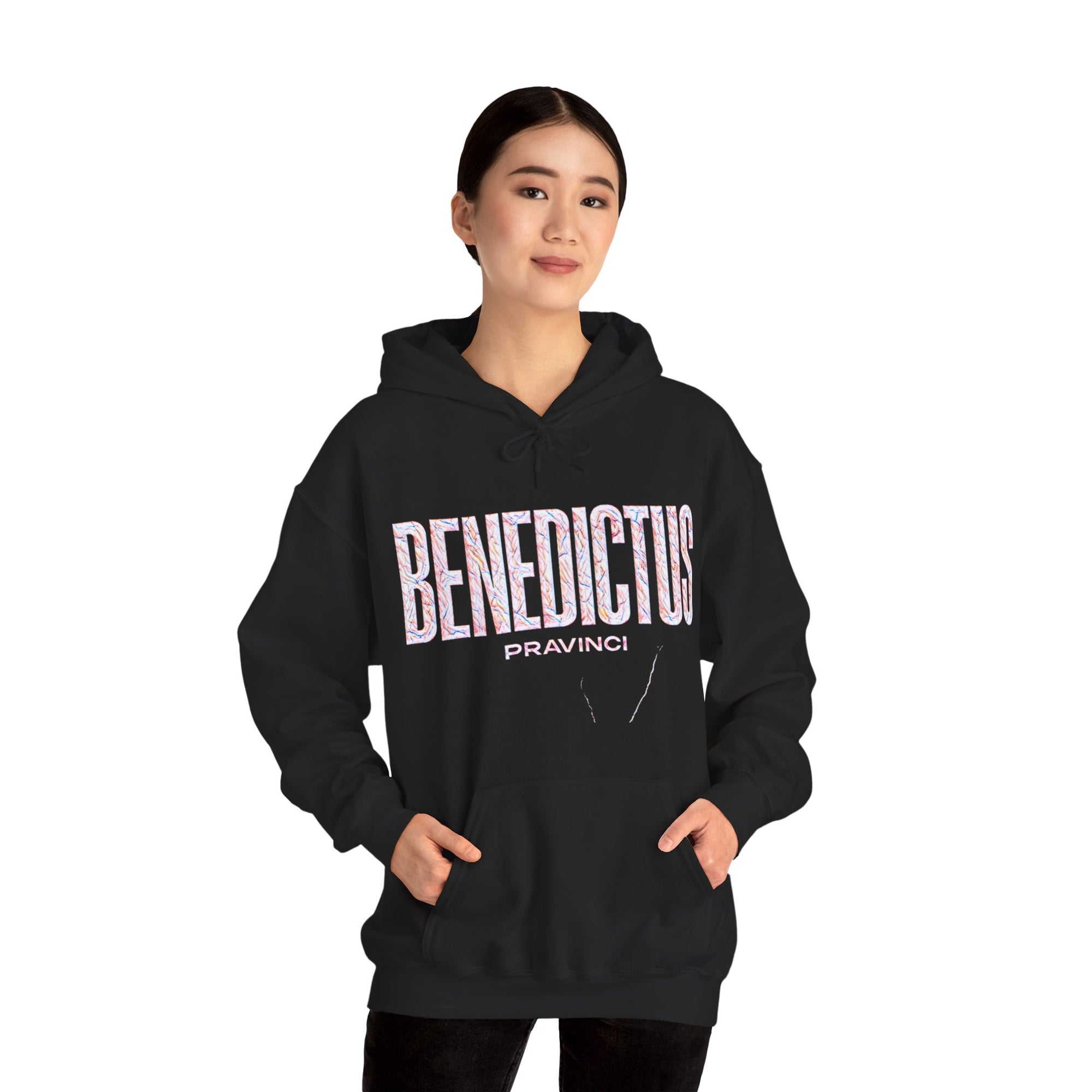 Pravinci Benedictus Labor Iridescente – Black Hooded Sweatshirt