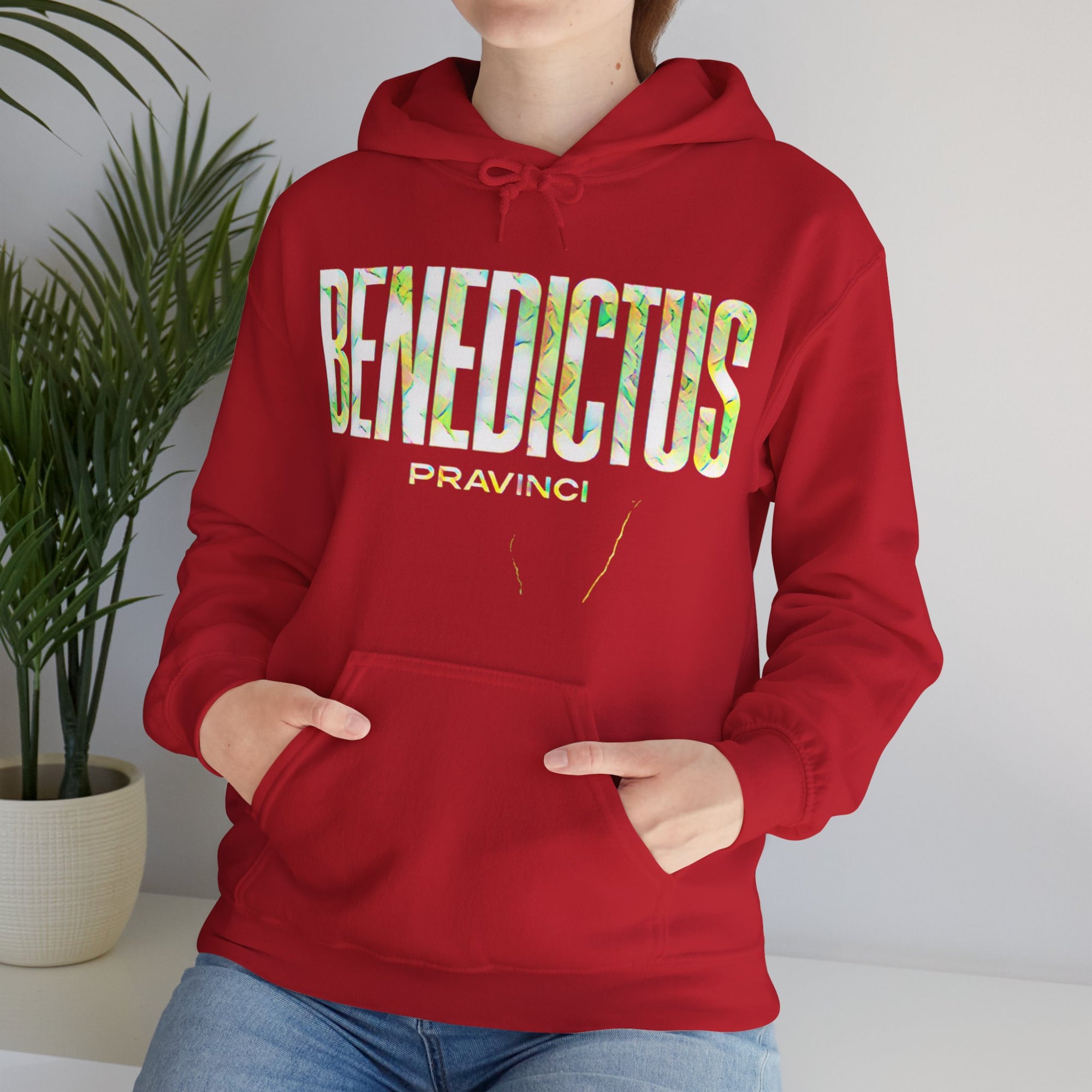 Pravinci Benedictus Labor Iridescente – Red Hooded Sweatshirt