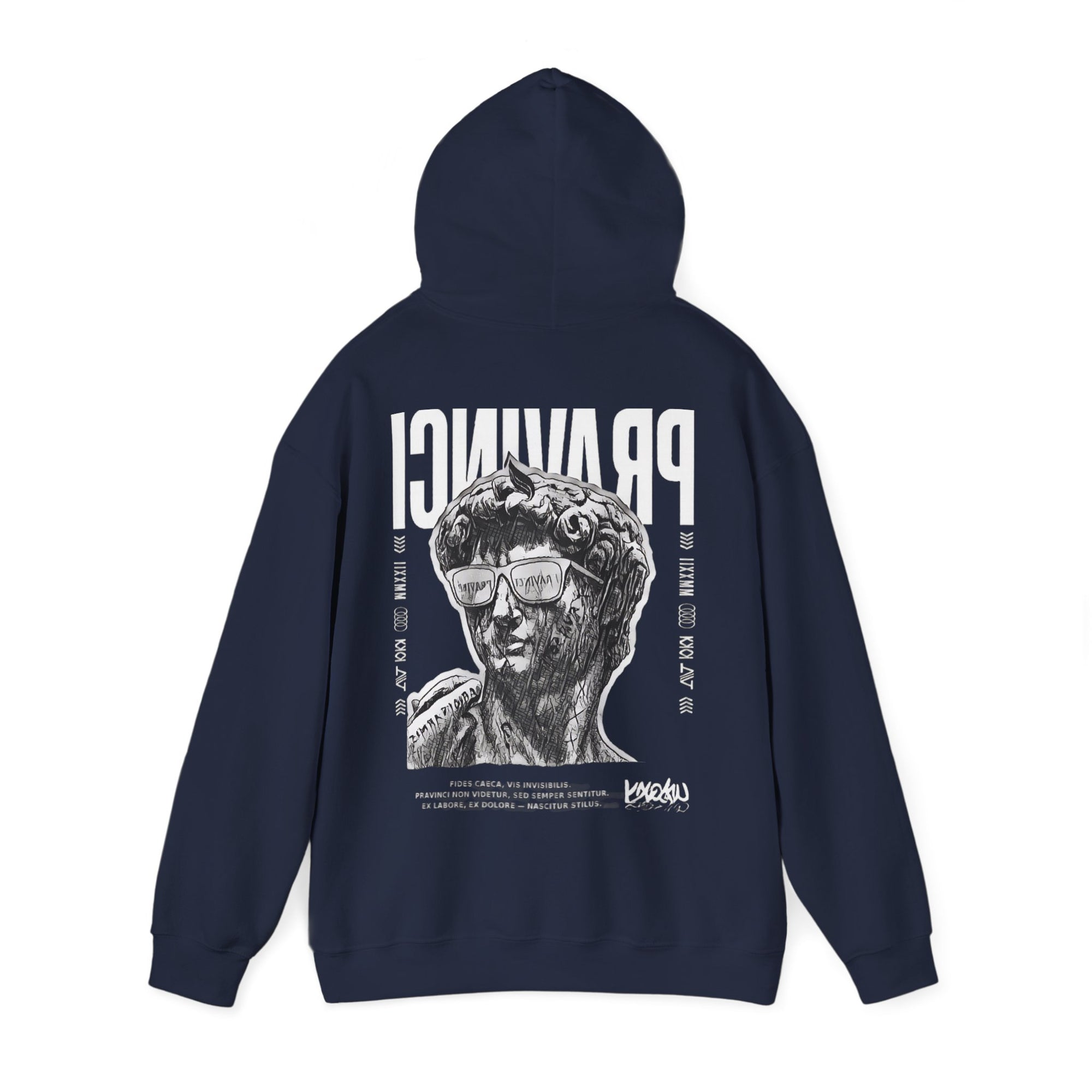 Pravinci Caecifides Monocromia – Navy Blue Hooded Sweatshirt