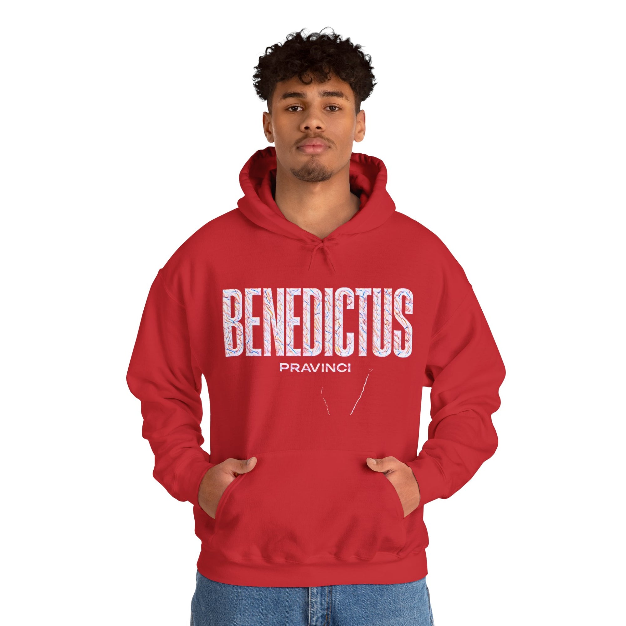 Pravinci Benedictus Labor Iridescente – Red Hooded Sweatshirt