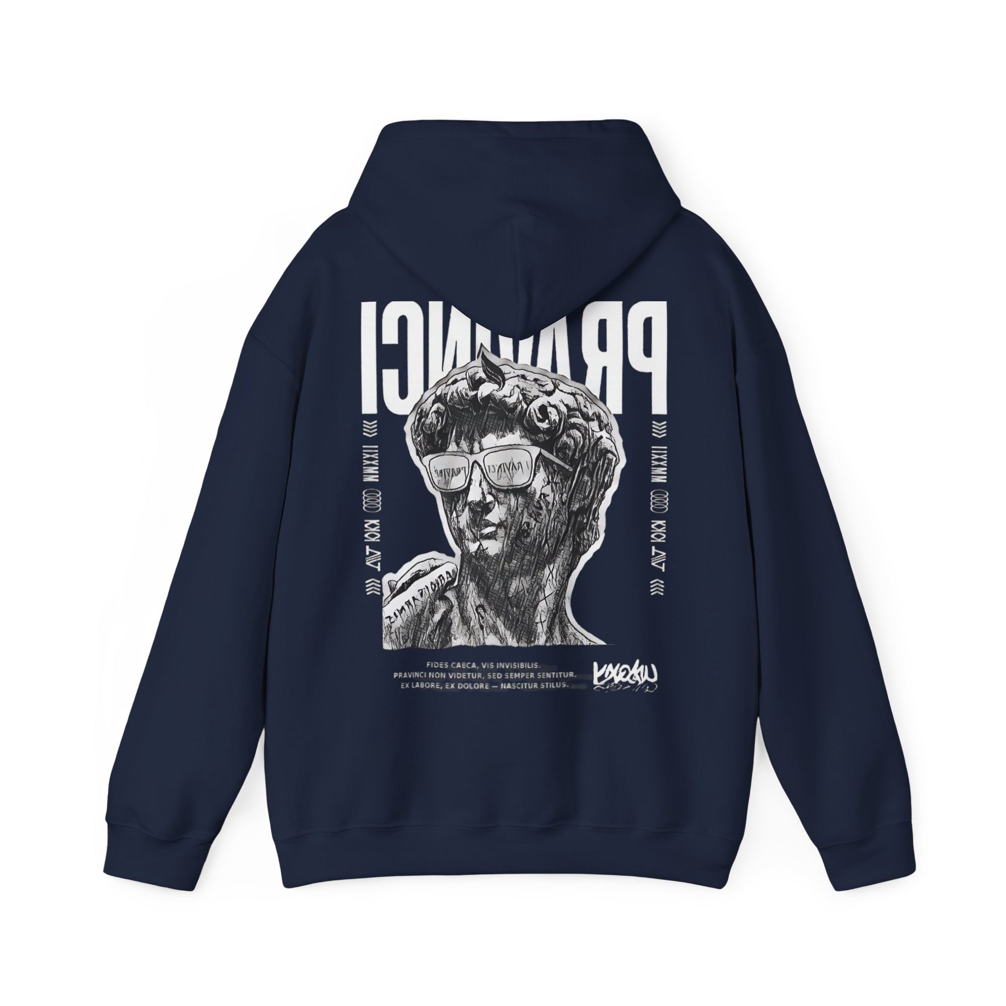 Pravinci Caecifides Monocromia – Navy Blue Hooded Sweatshirt