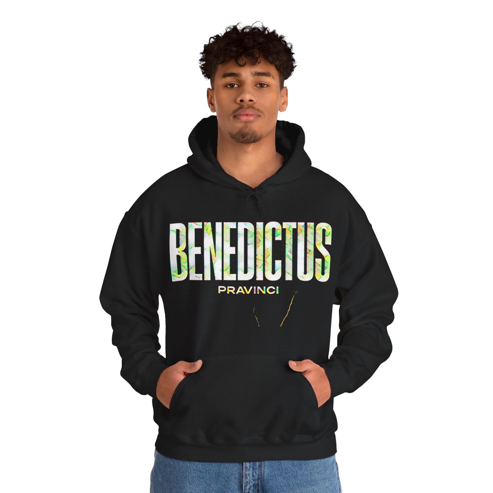 Pravinci Benedictus Labor Iridescente – Black Hooded Sweatshirt