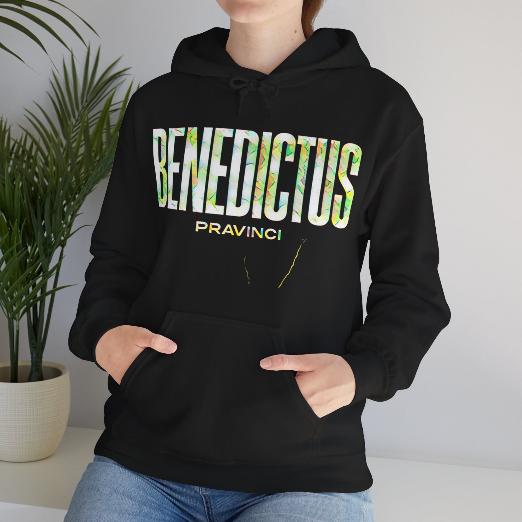 Pravinci Benedictus Labor Iridescente – Black Hooded Sweatshirt