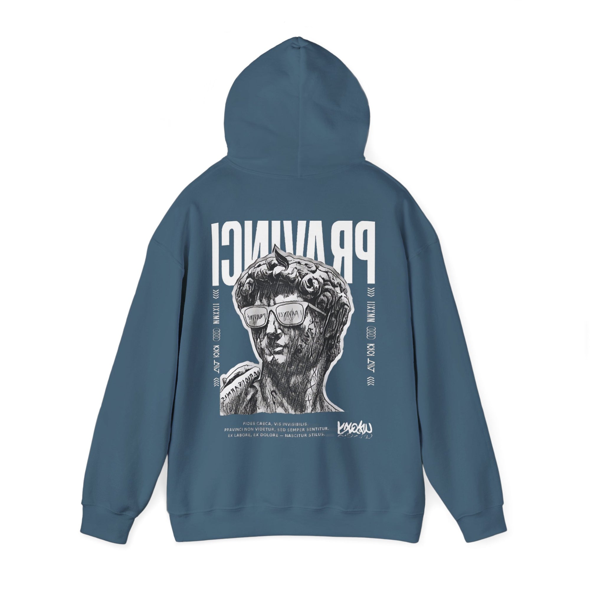Pravinci Caecifides Monocromia – Indigo Blue Hooded Sweatshirt