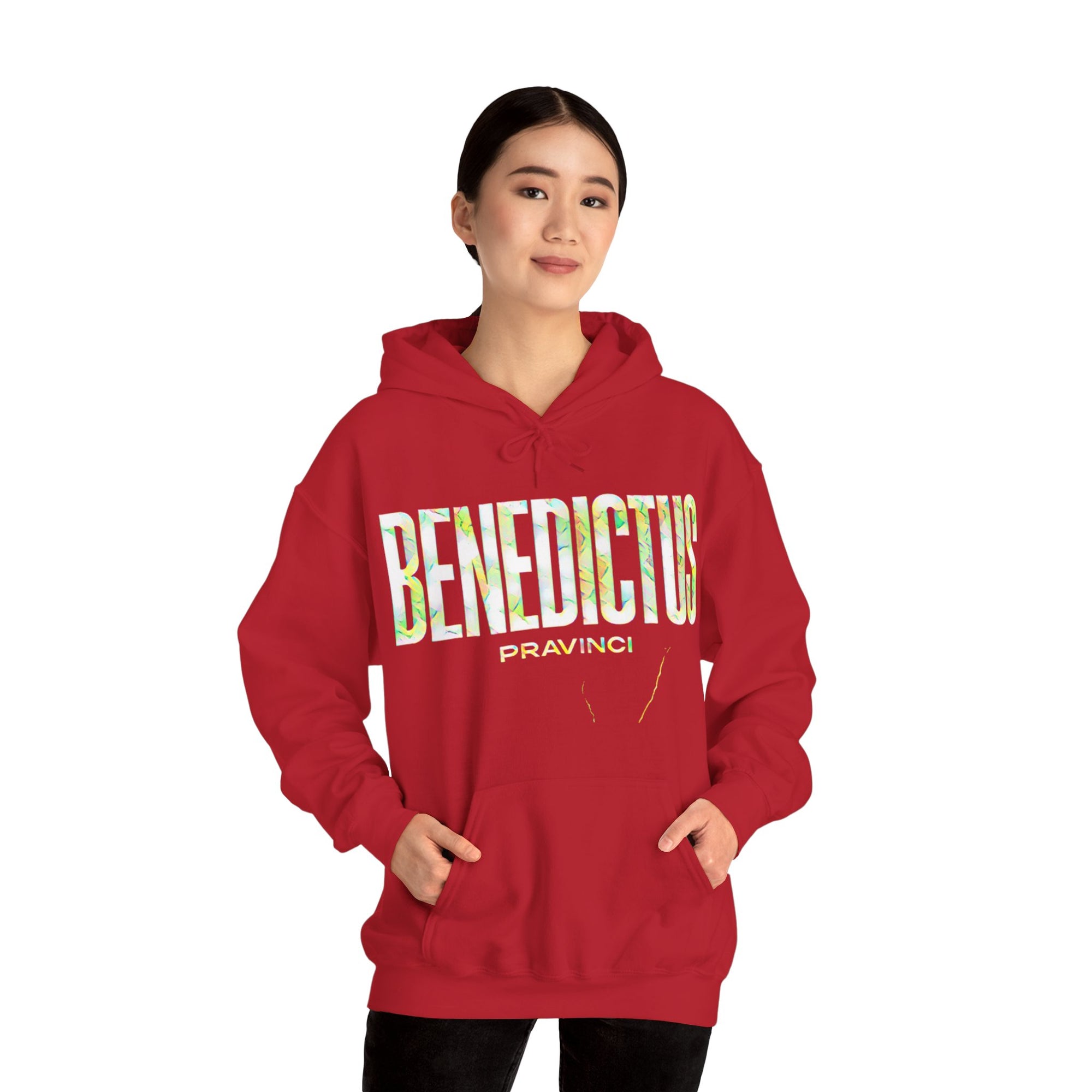 Pravinci Benedictus Labor Iridescente – Red Hooded Sweatshirt