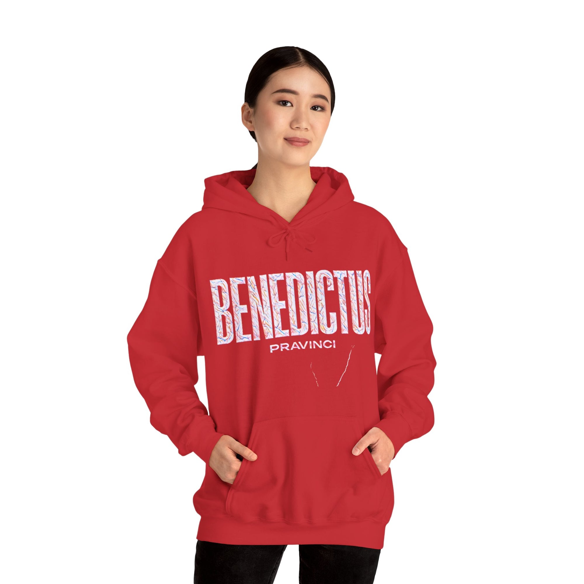 Pravinci Benedictus Labor Iridescente – Red Hooded Sweatshirt