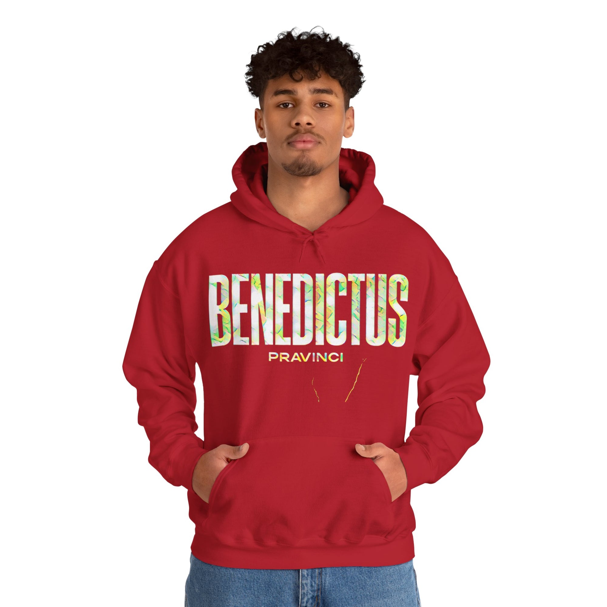 Pravinci Benedictus Labor Iridescente – Red Hooded Sweatshirt