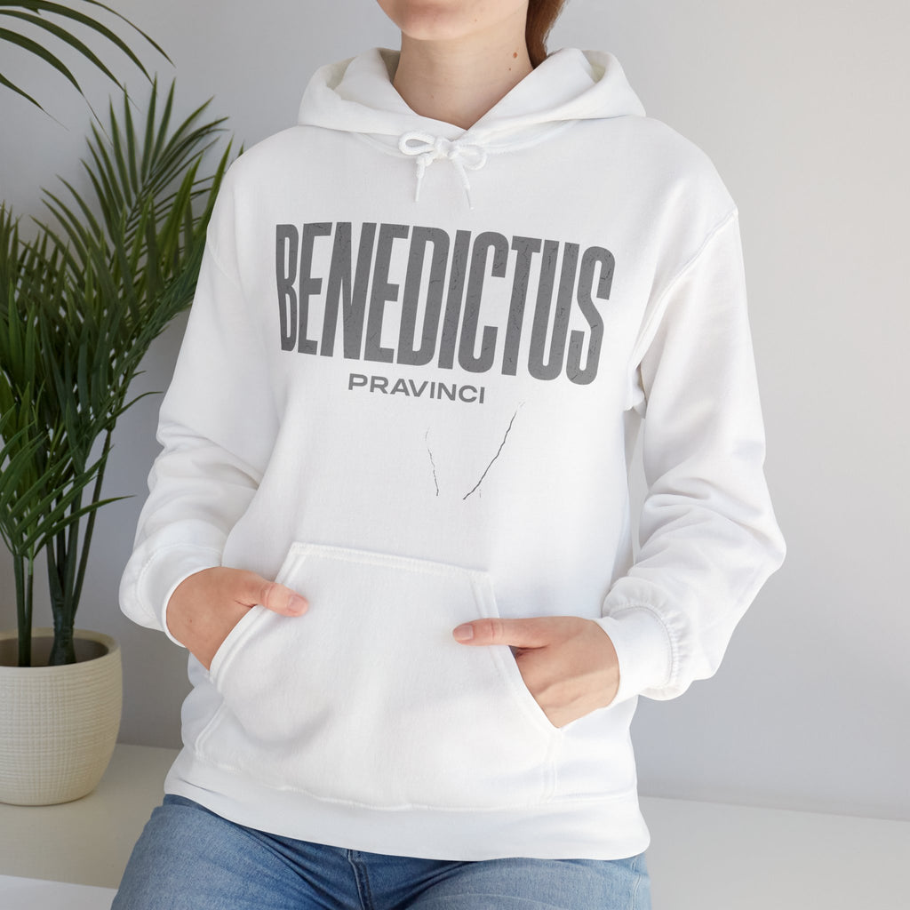 Pravinci Benedictus Labor Monocromia – White Hooded Sweatshirt