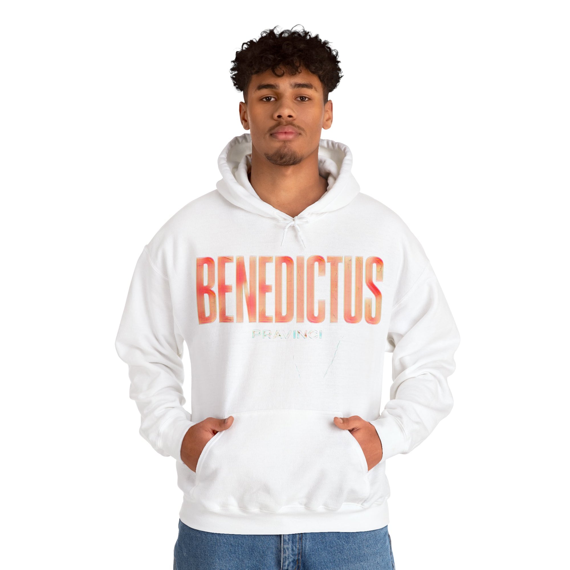 Pravinci Benedictus Labor Iridescente – White Hooded Sweatshirt